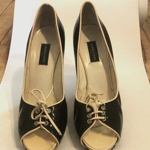 SONIA RYKIEL stylish Retro chic two-tone black and white patent leather heels